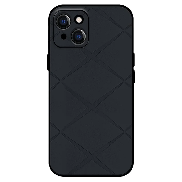 Per iPhone 14 Case PU Leather Coated PC+TPU Hybrid Phone Cover - Nero