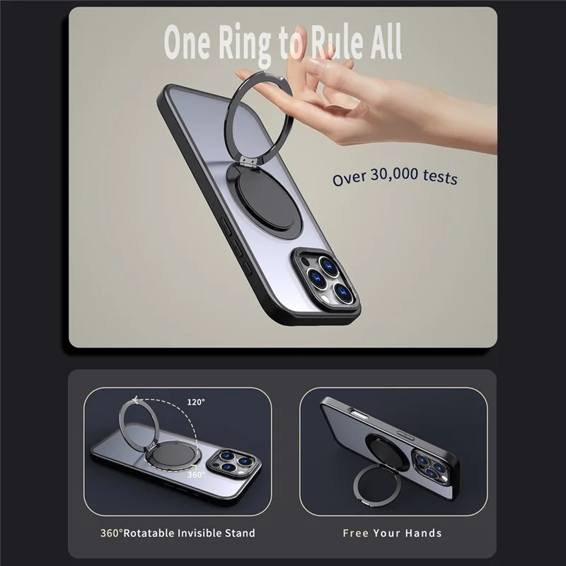 Per iPhone 16 Pro Case Compatibile con MagSafe TPU+PC Custodia con Supporto - Nero