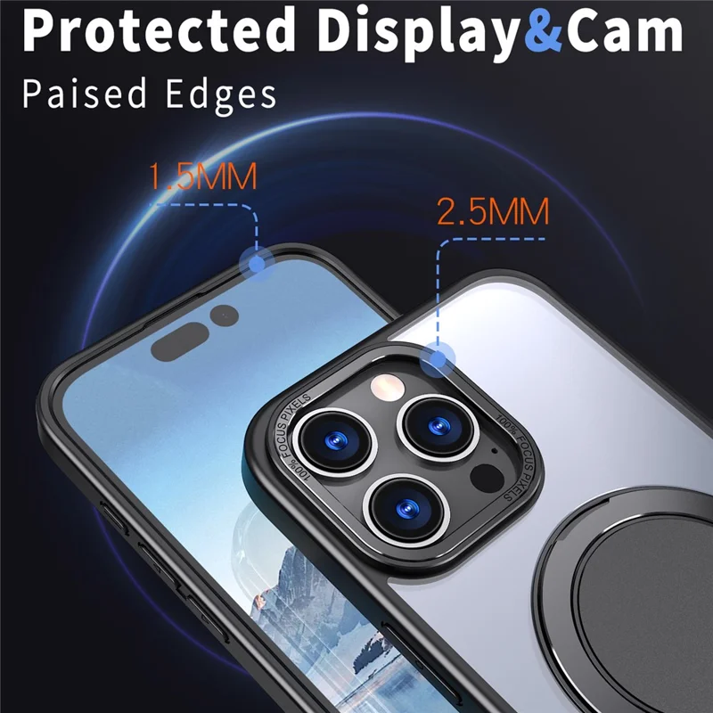 Per iPhone 16 Pro Case Compatibile con MagSafe TPU+PC Custodia con Supporto - Nero