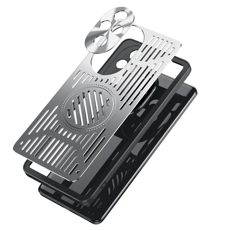 For Honor 200 5G Case Back Hollow Heat Dissipation Aluminum Alloy Phone Cover - Silver
