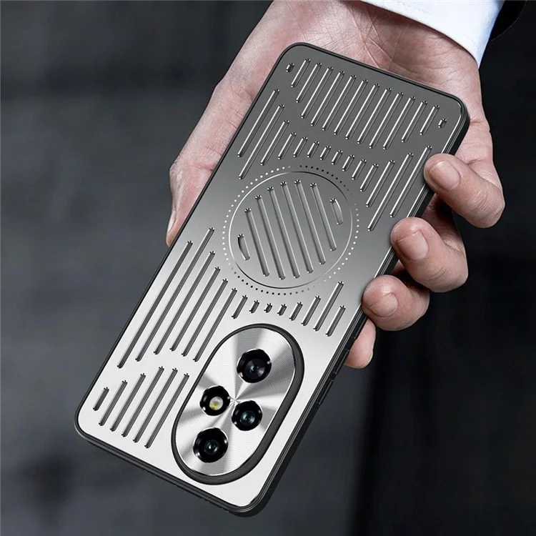 For Honor 200 5G Case Back Hollow Heat Dissipation Aluminum Alloy Phone Cover - Silver