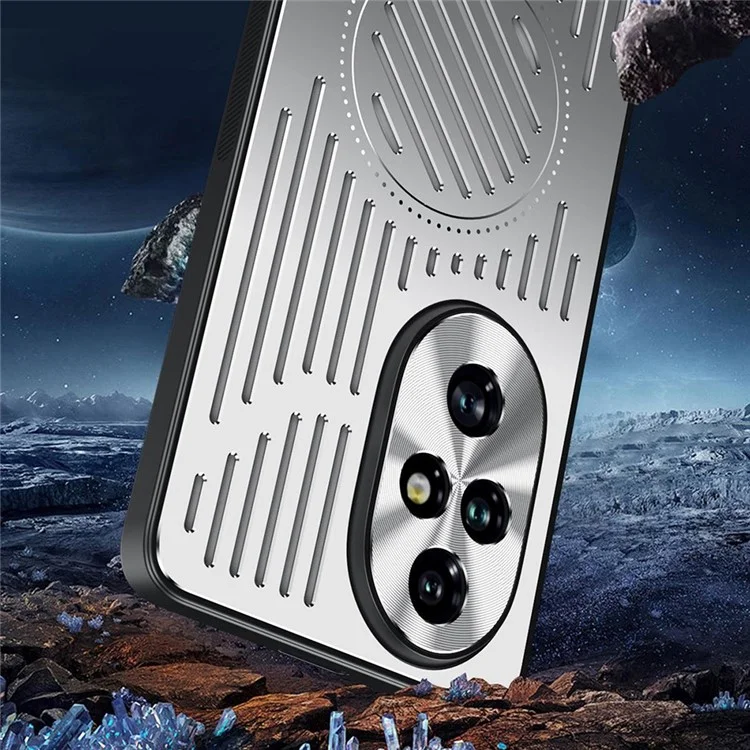 For Honor 200 5G Case Back Hollow Heat Dissipation Aluminum Alloy Phone Cover - Silver
