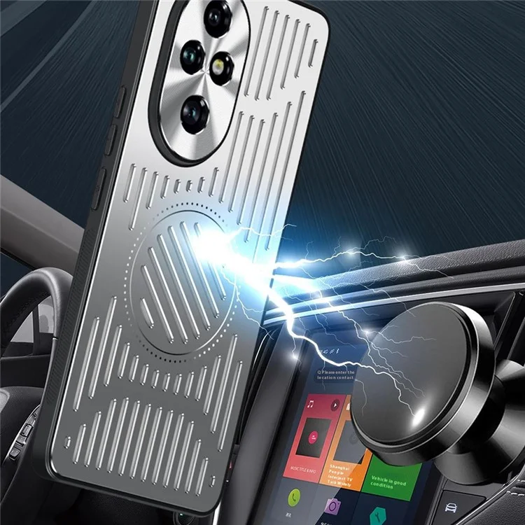 For Honor 200 5G Case Back Hollow Heat Dissipation Aluminum Alloy Phone Cover - Silver