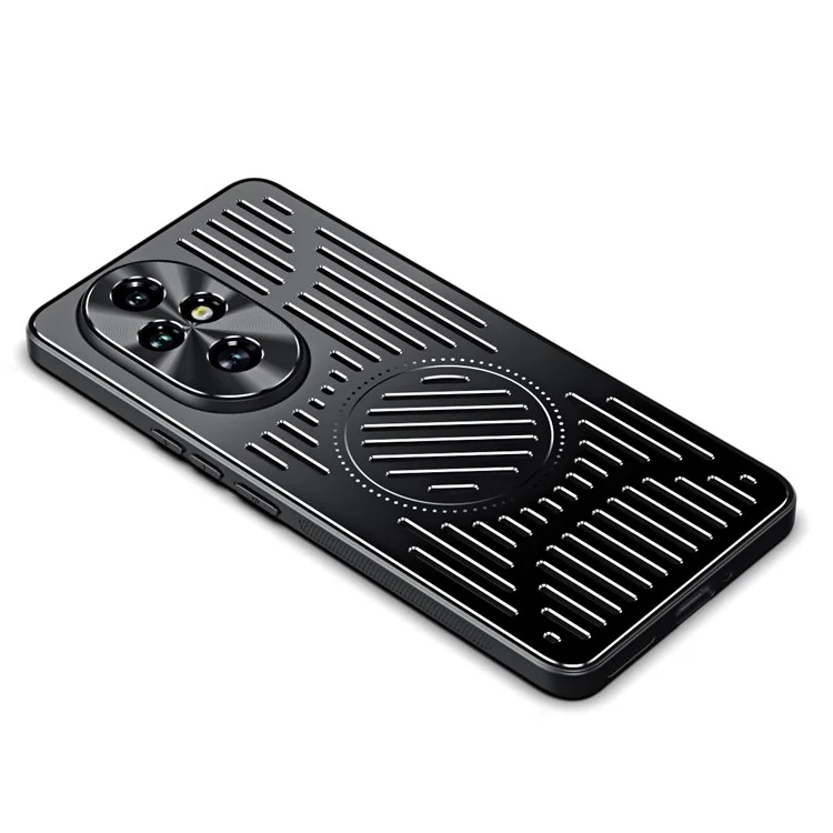 For Honor 200 Pro 5G Case Back Hollow Heat Dissipation Aluminum Alloy Phone Cover - Black