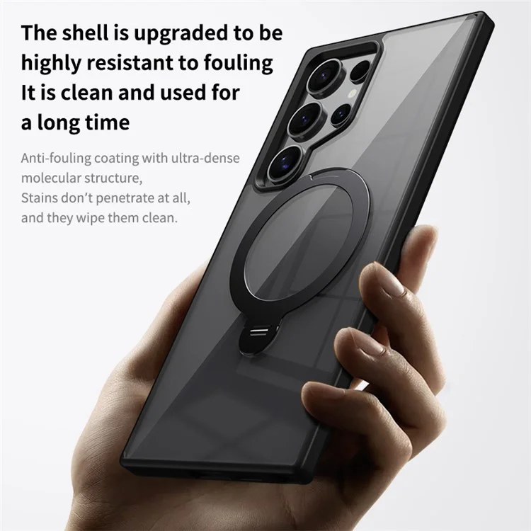 Für Samsung Galaxy S24 Ultra Case TPU+Acryl Klar Handyhülle Kompatibel mit MagSafe - Schwarz