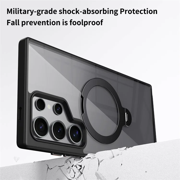 Für Samsung Galaxy S24 Ultra Case TPU+Acryl Klar Handyhülle Kompatibel mit MagSafe - Schwarz