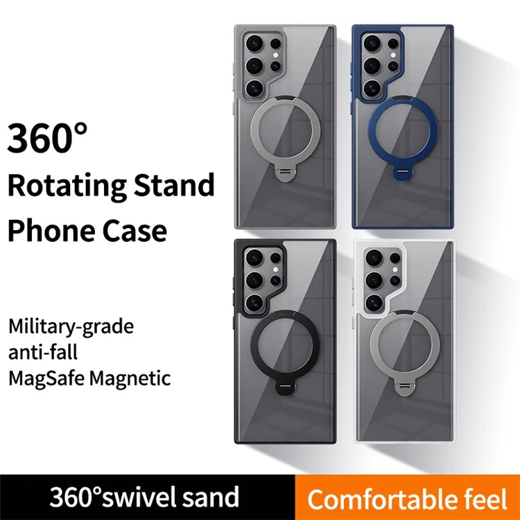 Für Samsung Galaxy S24 Ultra Case TPU+Acryl Klar Handyhülle Kompatibel mit MagSafe - Schwarz