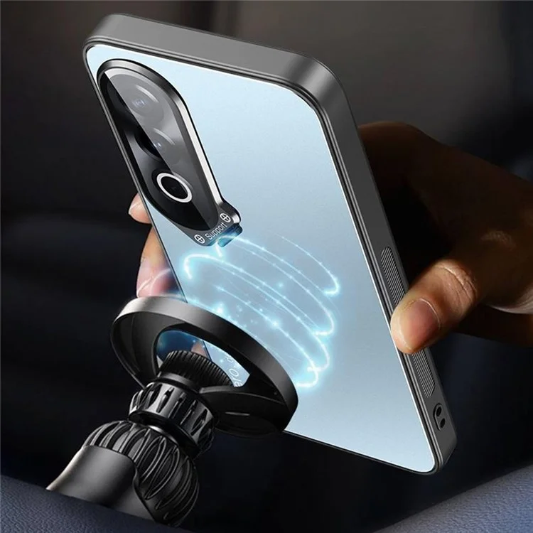 Para Oppo K12x 5G (China) Carcasa PC+TPU Mate Anti-huella dactilar Cubierta de teléfono con Soporte para Lente - Negro