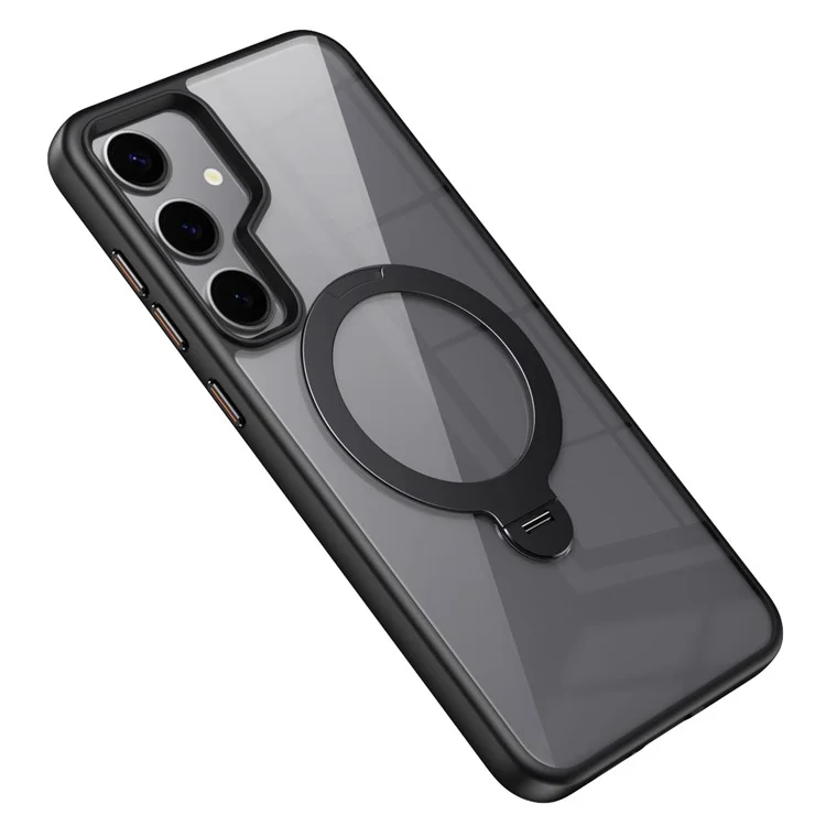 Pour étui Samsung Galaxy S24 compatible avec MagSafe Support de rotation TPU+Acrylique Coque de téléphone - Noir
