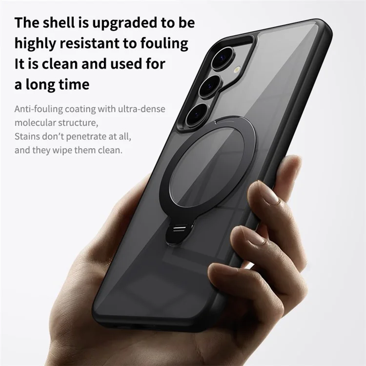 Pour étui Samsung Galaxy S24 compatible avec MagSafe Support de rotation TPU+Acrylique Coque de téléphone - Noir