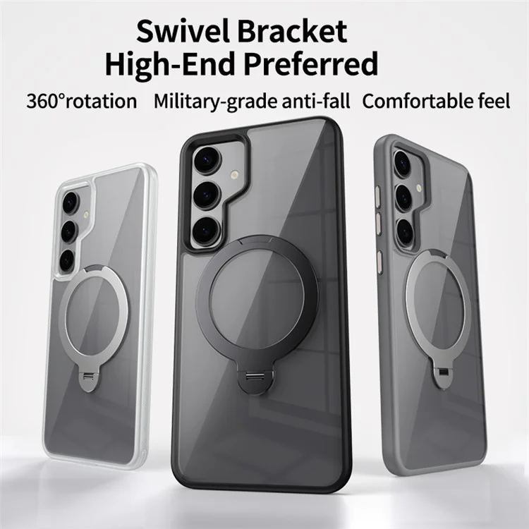 Pour étui Samsung Galaxy S24 compatible avec MagSafe Support de rotation TPU+Acrylique Coque de téléphone - Noir