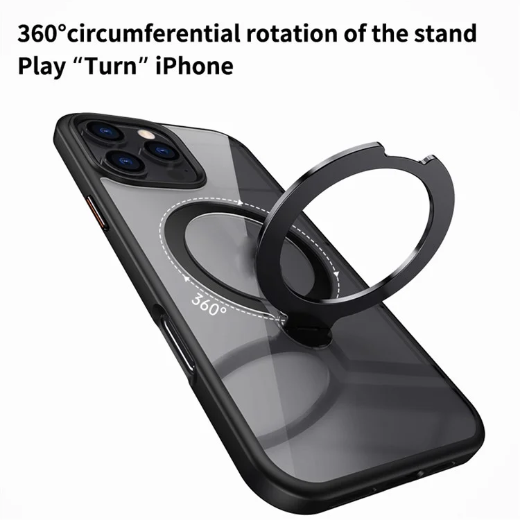 Para iPhone 15 Pro Max Magnetic Clear Case TPU+Acrylic Kickstand Phone Cover - Azul