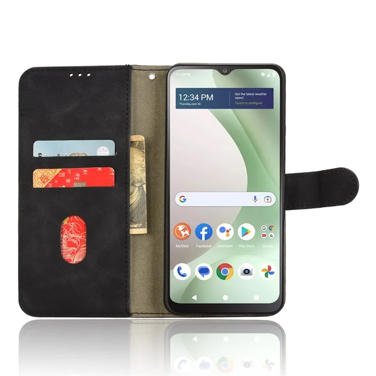 For BLU View 5 Case Skin-Touch PU Leather Wallet Phone Cover Stand View - Black