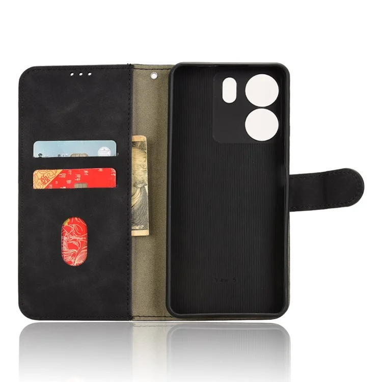 For BLU View 5 Case Skin-Touch PU Leather Wallet Phone Cover Stand View - Black