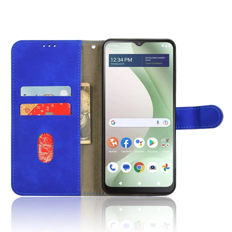 For BLU View 5 Case Skin-Touch PU Leather Wallet Phone Cover Stand View - Blue
