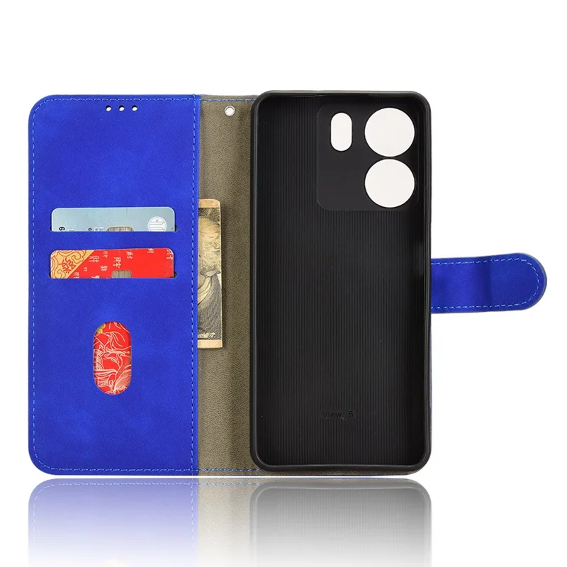 For BLU View 5 Case Skin-Touch PU Leather Wallet Phone Cover Stand View - Blue