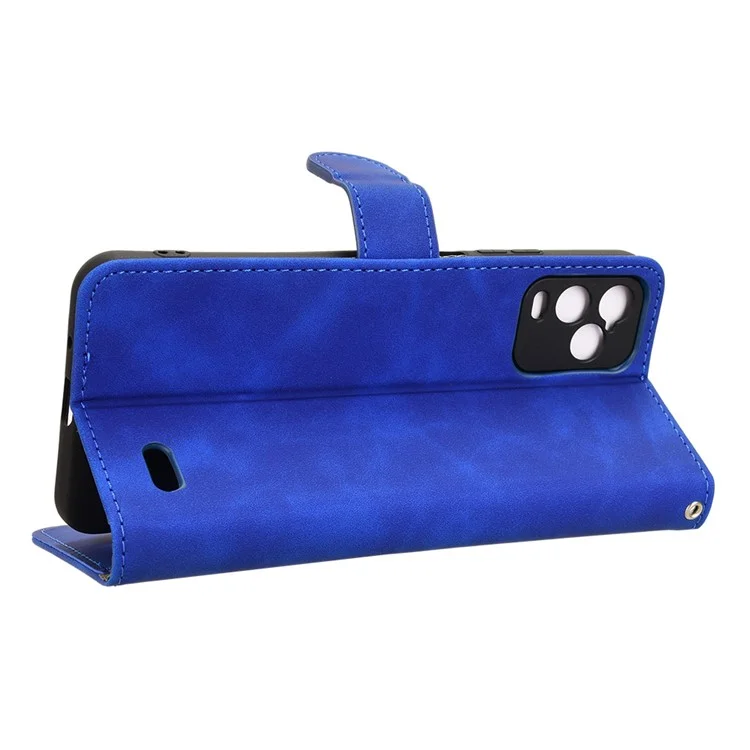 For BLU View 5 Pro Case Skin-Touch PU Leather Wallet Folio Flip Phone Cover - Blue