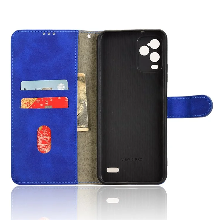 For BLU View 5 Pro Case Skin-Touch PU Leather Wallet Folio Flip Phone Cover - Blue