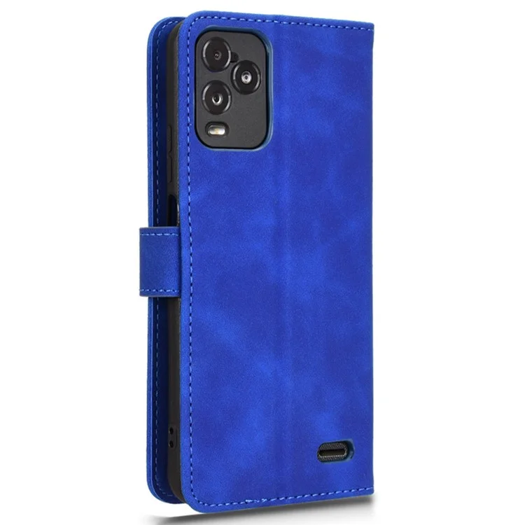 For BLU View 5 Pro Case Skin-Touch PU Leather Wallet Folio Flip Phone Cover - Blue