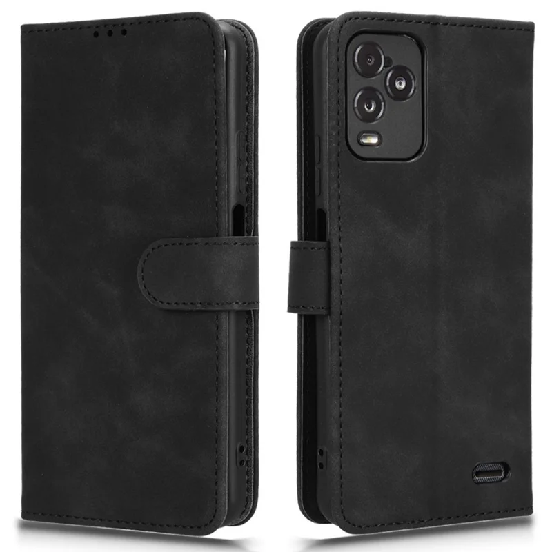 For BLU View 5 Pro Case Skin-Touch PU Leather Wallet Folio Flip Phone Cover - Black