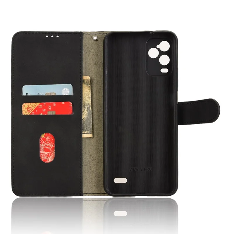 For BLU View 5 Pro Case Skin-Touch PU Leather Wallet Folio Flip Phone Cover - Black