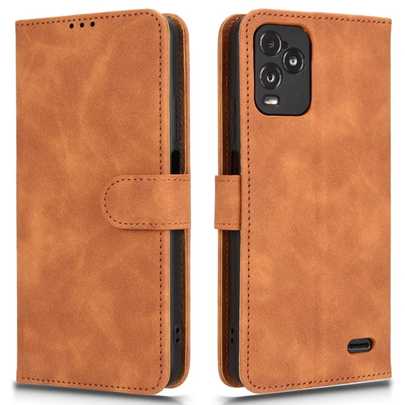 For BLU View 5 Pro Case Skin-Touch PU Leather Wallet Folio Flip Phone Cover - Brown