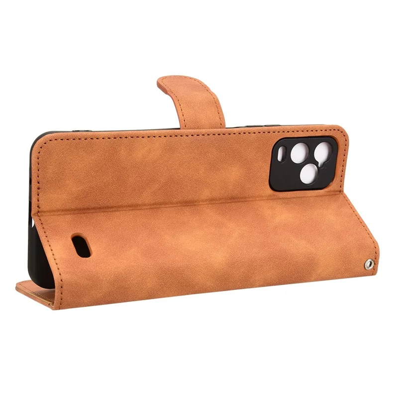 For BLU View 5 Pro Case Skin-Touch PU Leather Wallet Folio Flip Phone Cover - Brown