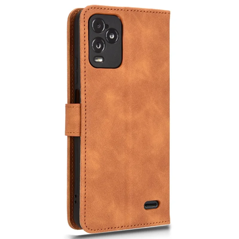For BLU View 5 Pro Case Skin-Touch PU Leather Wallet Folio Flip Phone Cover - Brown