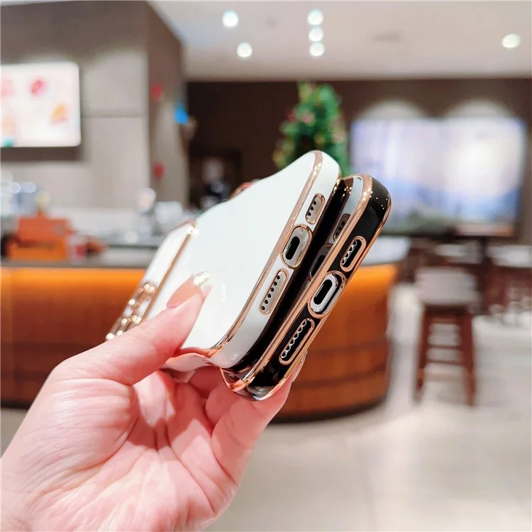 Per Iphone 13 Pro Case Curly Wave Famme a Forma di Back Cover TPU Elettroplatante - Bianco Avorio
