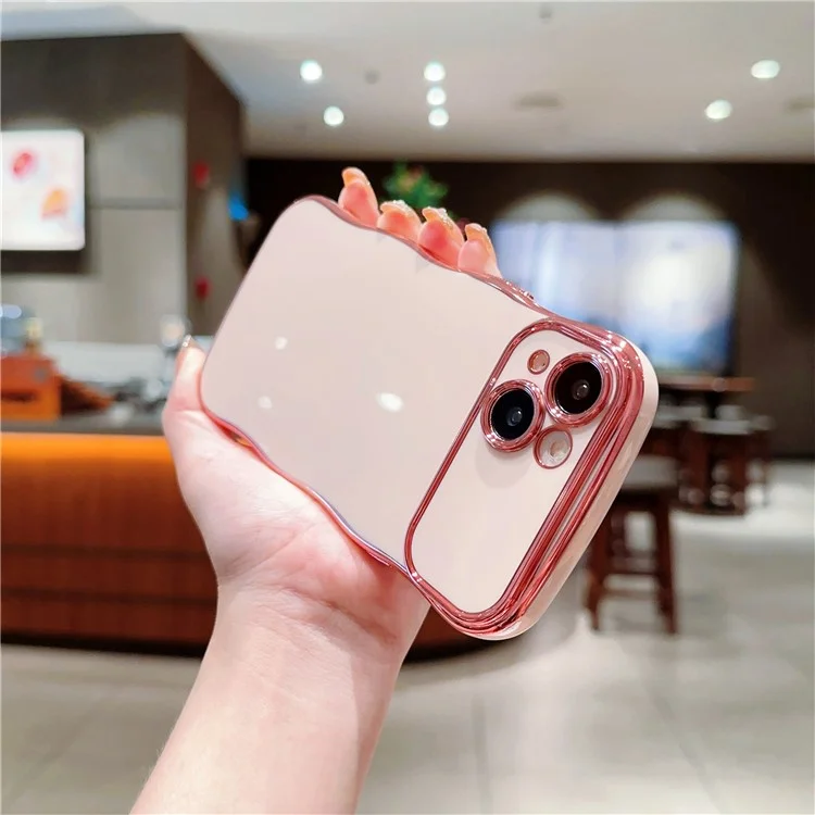 Pour Iphone 13 Case de Forme Bouclée de Forme D'onde de la Forme D'électroples TPU Couvercle Arrière - Rose