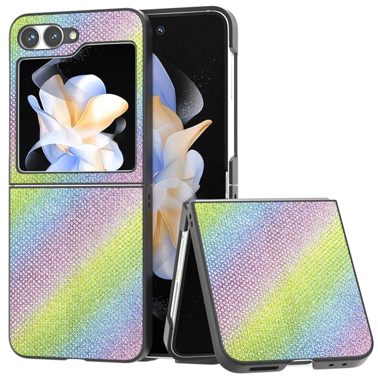 Pour Samsung Galaxy Z Flip6 5G Coque Texture Strass PU+PC Étui Téléphone - Multi-Couleur