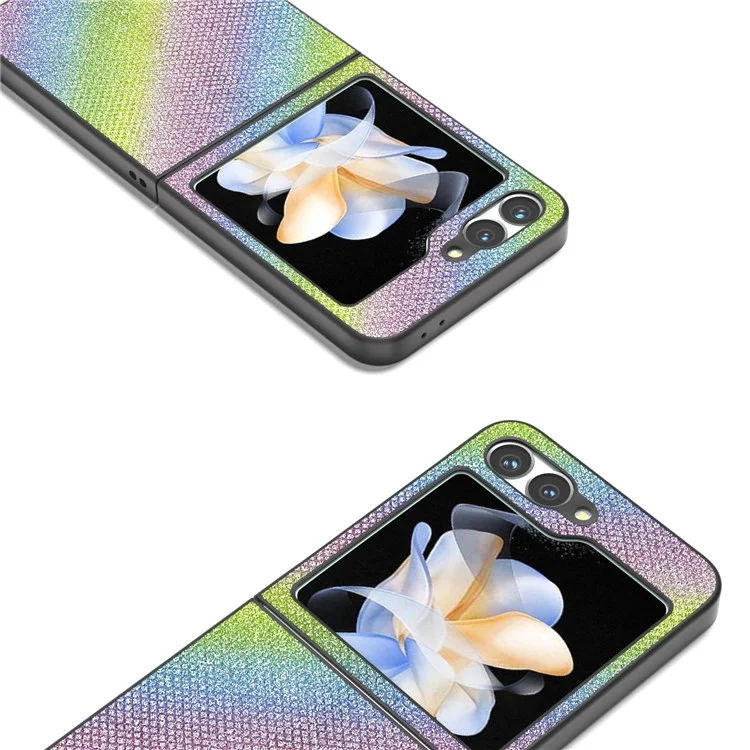 Pour Samsung Galaxy Z Flip6 5G Coque Texture Strass PU+PC Étui Téléphone - Multi-Couleur