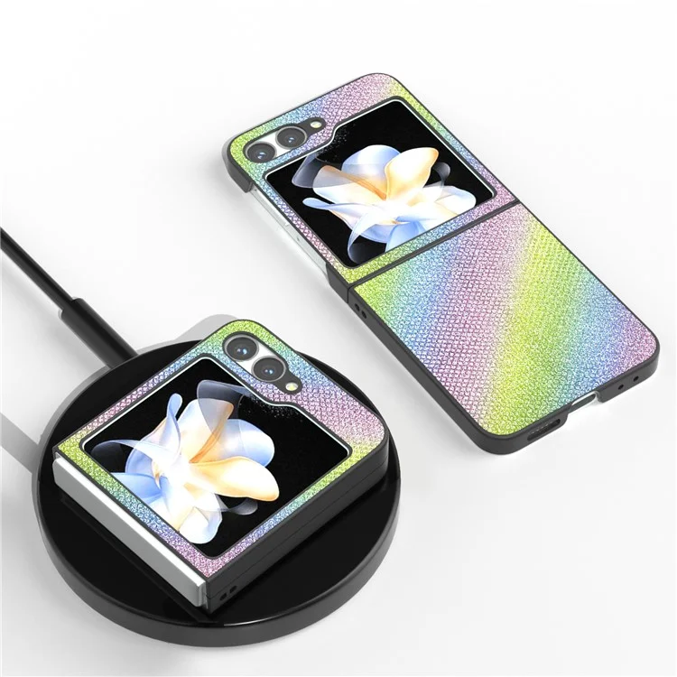 Pour Samsung Galaxy Z Flip6 5G Coque Texture Strass PU+PC Étui Téléphone - Multi-Couleur