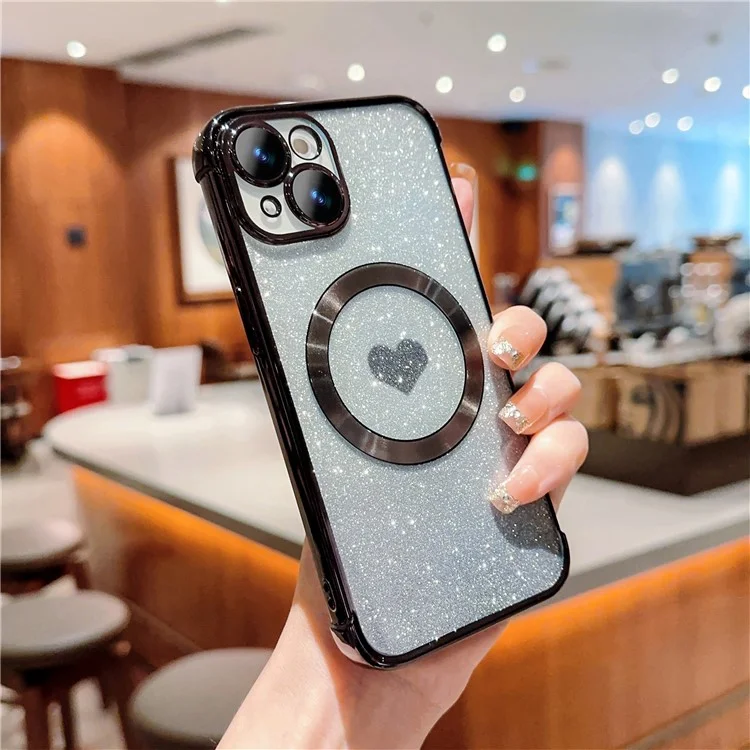 Pour étui iPhone 13 Gradient Sparkle TPU Housse de téléphone compatible avec MagSafe - Noir