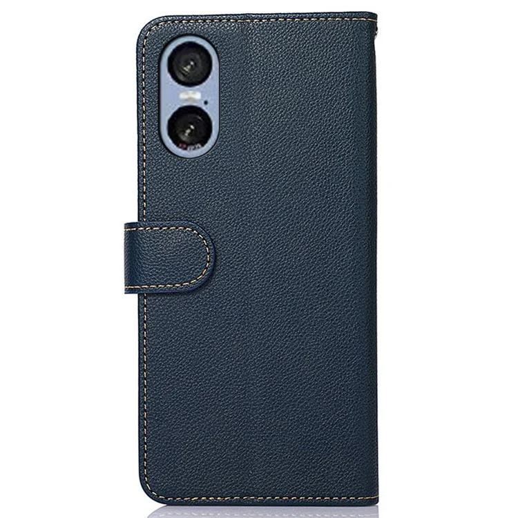 KHAZNEH Para Sony Xperia 5 VI Funda Bloqueo RFID Cartera Cuero PU Funda Teléfono - Azul
