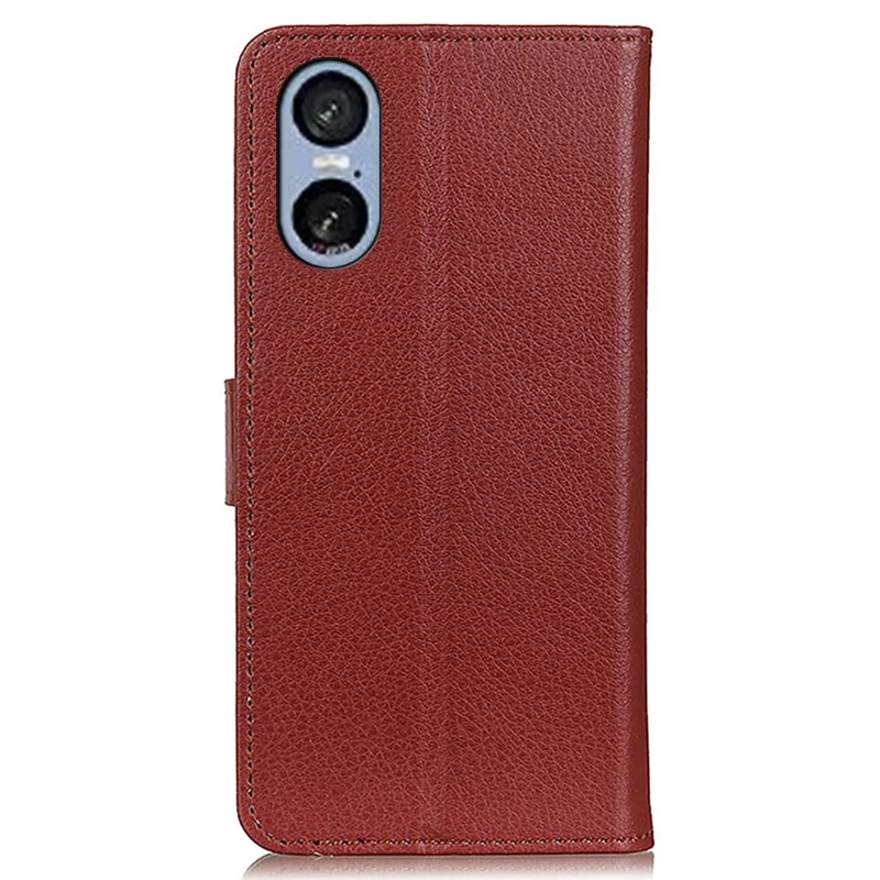 For Sony Xperia 5 VI Case PU Leather Wallet Phone Cover Litchi Texture - Brown