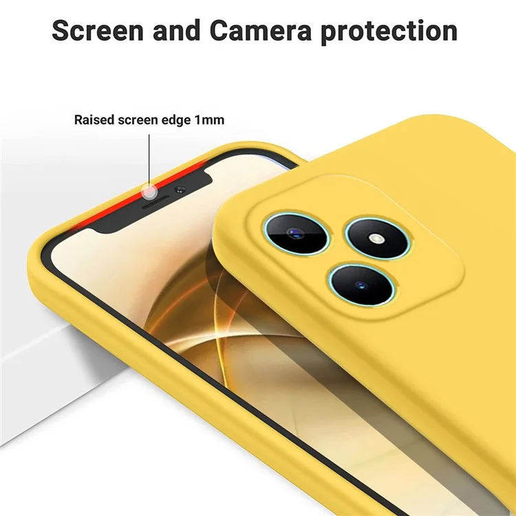 For ZTE Axon 60 Lite Liquid Silicone Case Soft Liner Phone Cover with Wrist Strap - Yellow