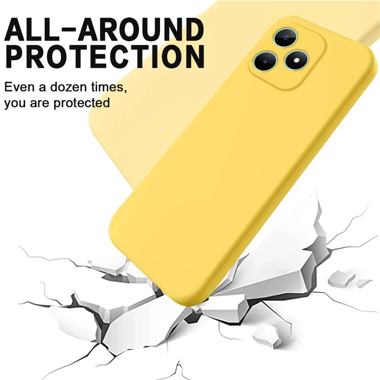 For ZTE Axon 60 Lite Liquid Silicone Case Soft Liner Phone Cover with Wrist Strap - Yellow