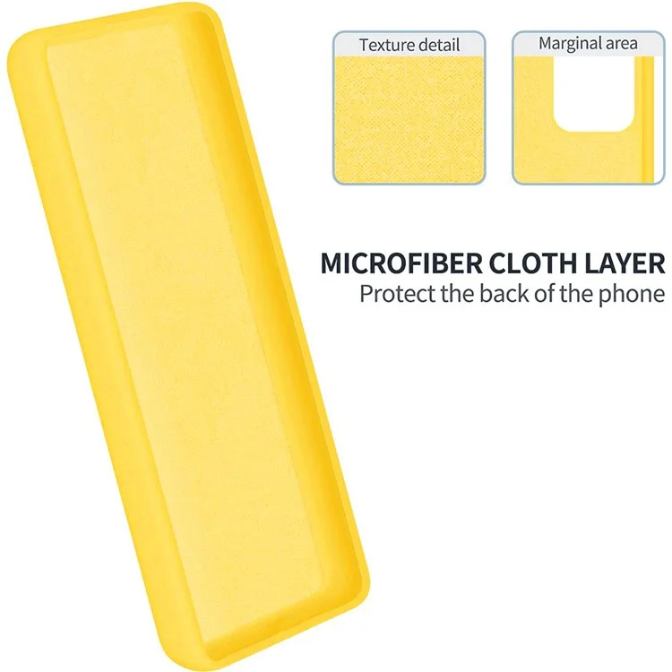 For ZTE Axon 60 Lite Liquid Silicone Case Soft Liner Phone Cover with Wrist Strap - Yellow