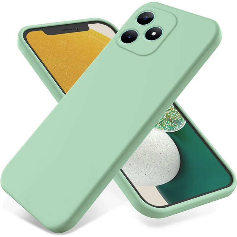For ZTE Axon 60 Lite Liquid Silicone Case Soft Liner Phone Cover with Wrist Strap - Green