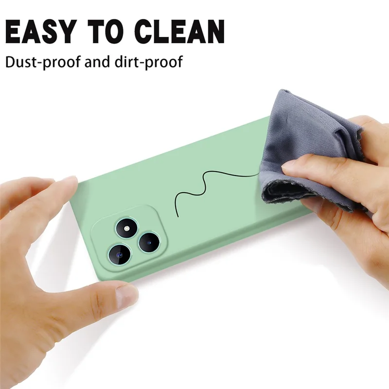 For ZTE Axon 60 Lite Liquid Silicone Case Soft Liner Phone Cover with Wrist Strap - Green