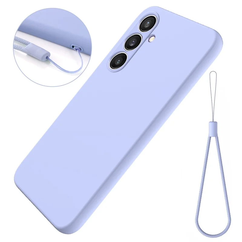Für Samsung Galaxy S24 FE Case Liquid Silicone Phone Cover Smooth Touch mit Handgelenkschlaufe - Lila