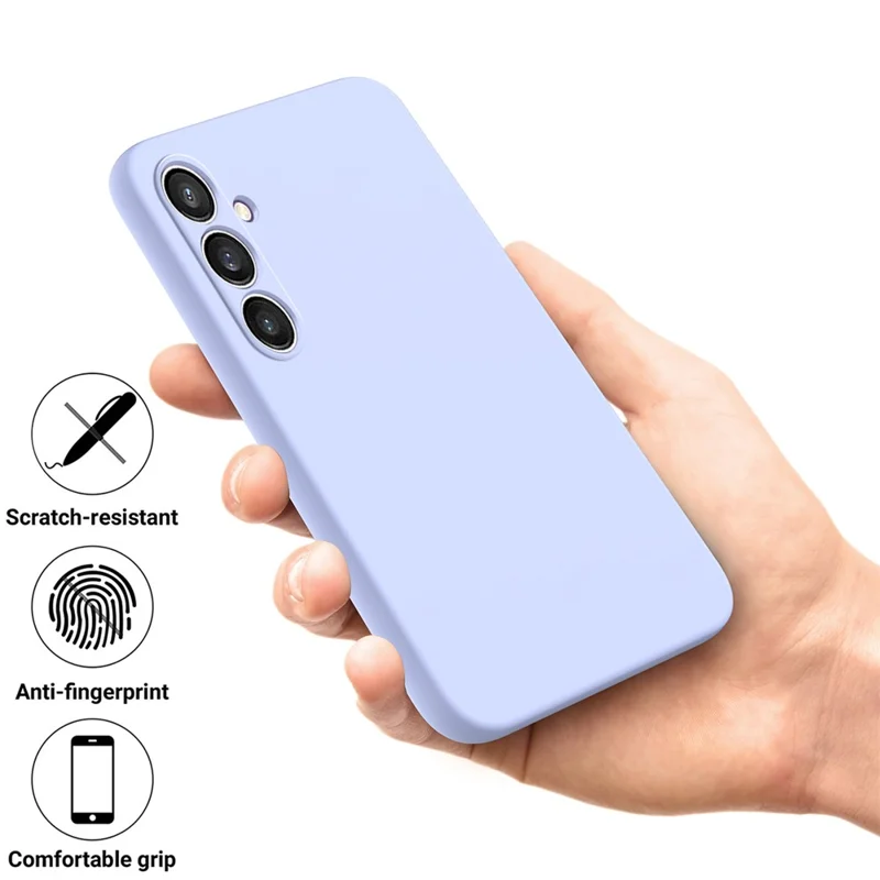 Für Samsung Galaxy S24 FE Case Liquid Silicone Phone Cover Smooth Touch mit Handgelenkschlaufe - Lila