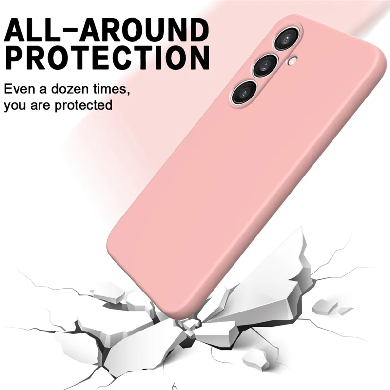 For Samsung Galaxy S24 FE Case Liquid Silicone Phone Cover Smooth Touch with Wrist Strap - Pink