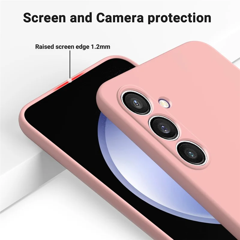 For Samsung Galaxy S24 FE Case Liquid Silicone Phone Cover Smooth Touch with Wrist Strap - Pink