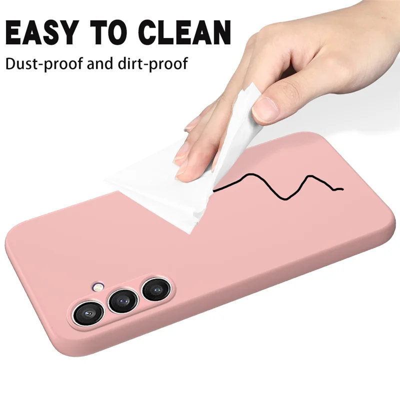 For Samsung Galaxy S24 FE Case Liquid Silicone Phone Cover Smooth Touch with Wrist Strap - Pink