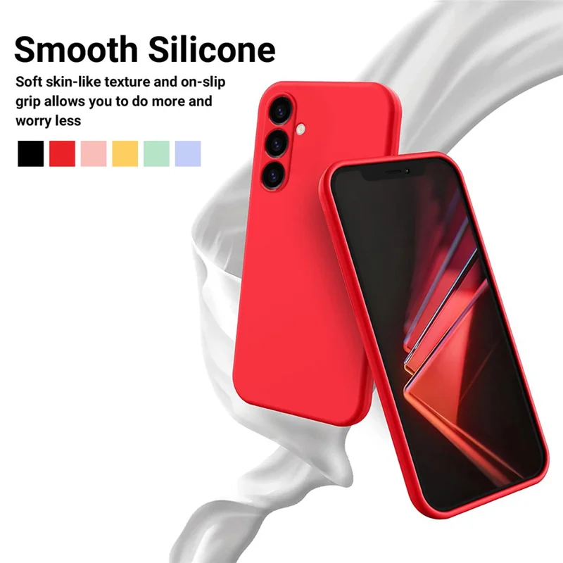 For Samsung Galaxy S24 FE Case Liquid Silicone Phone Cover Smooth Touch with Wrist Strap - Red