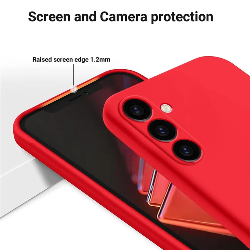 For Samsung Galaxy S24 FE Case Liquid Silicone Phone Cover Smooth Touch with Wrist Strap - Red