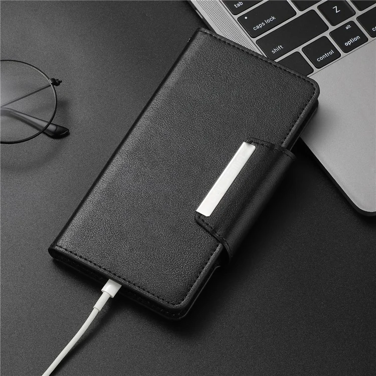 For iPhone 16 Pro Case PU Leather Wallet Detachable Phone Cover - Black