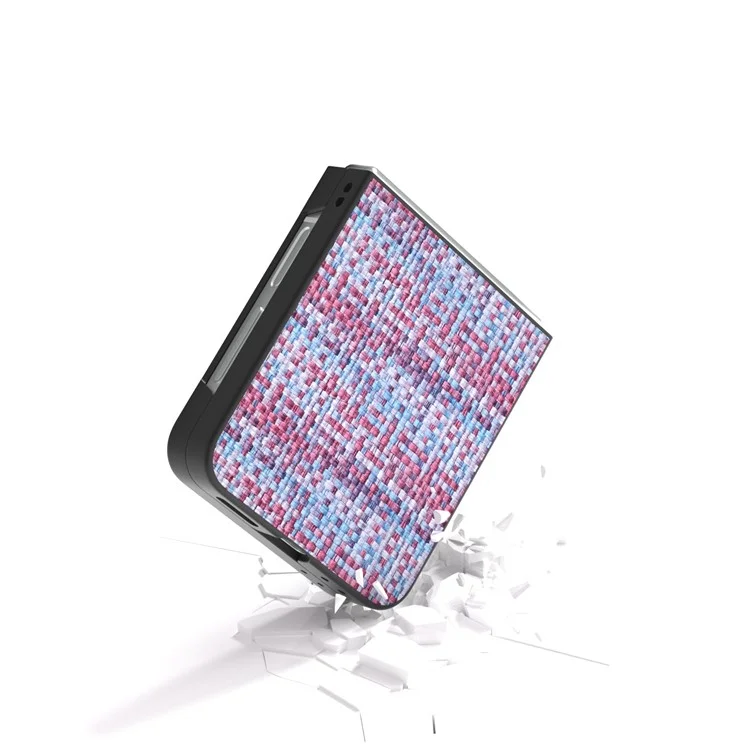 Per Samsung Galaxy Z Flip6 5G Case Plaid Texture Leather+PC Folding Phone Cover - Purple